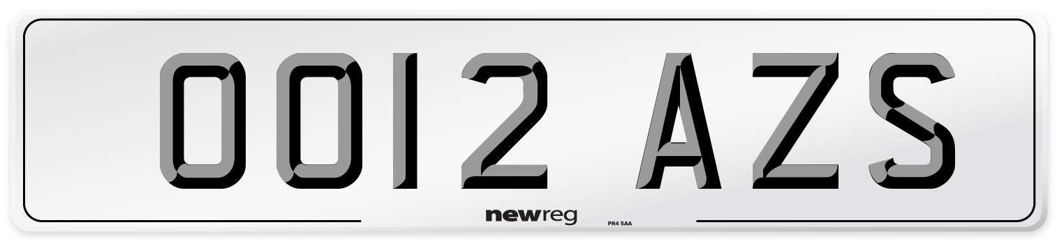 OO12 AZS Number Plate from New Reg